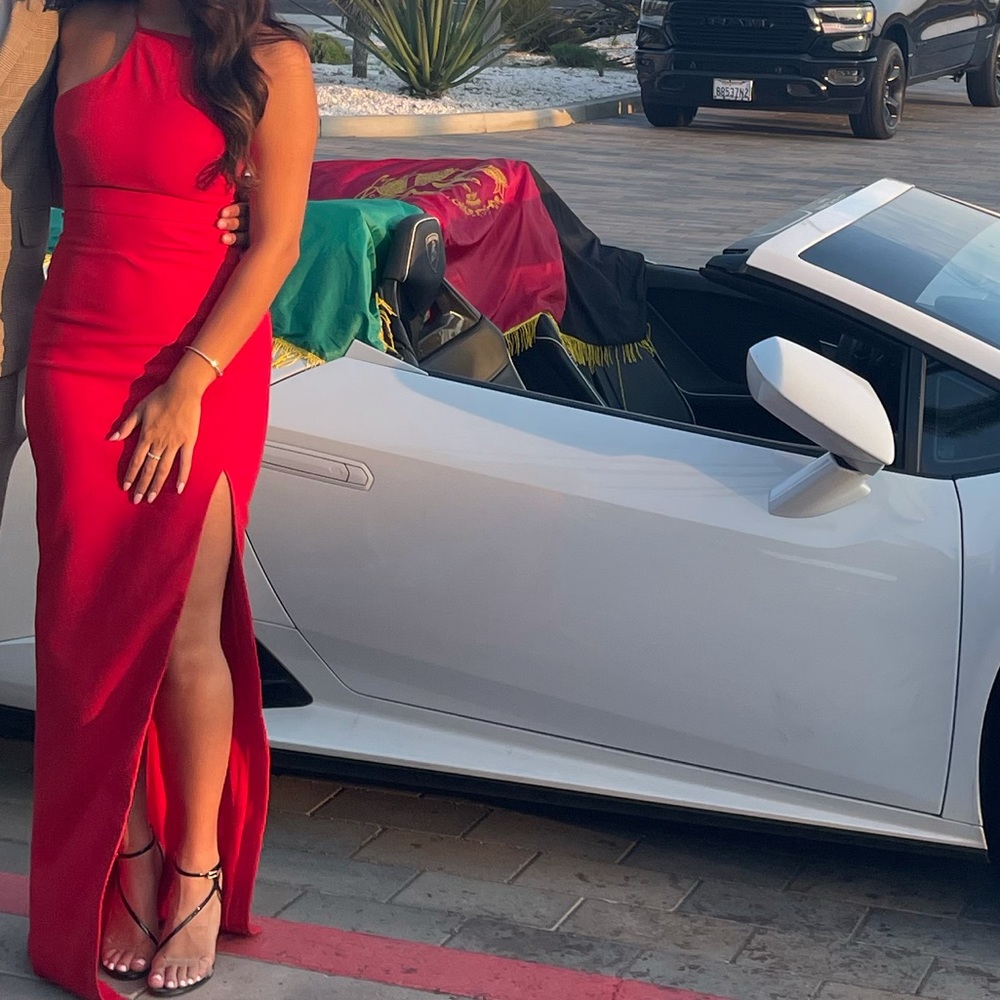 Red Open Slit Evening Gown- WORN ONCE